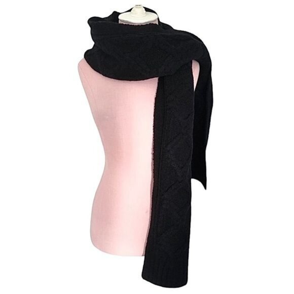 J. Crew Loopy Stitch Oversized Cable Knit Scarf in Black NWT - Picture 4 of 9
